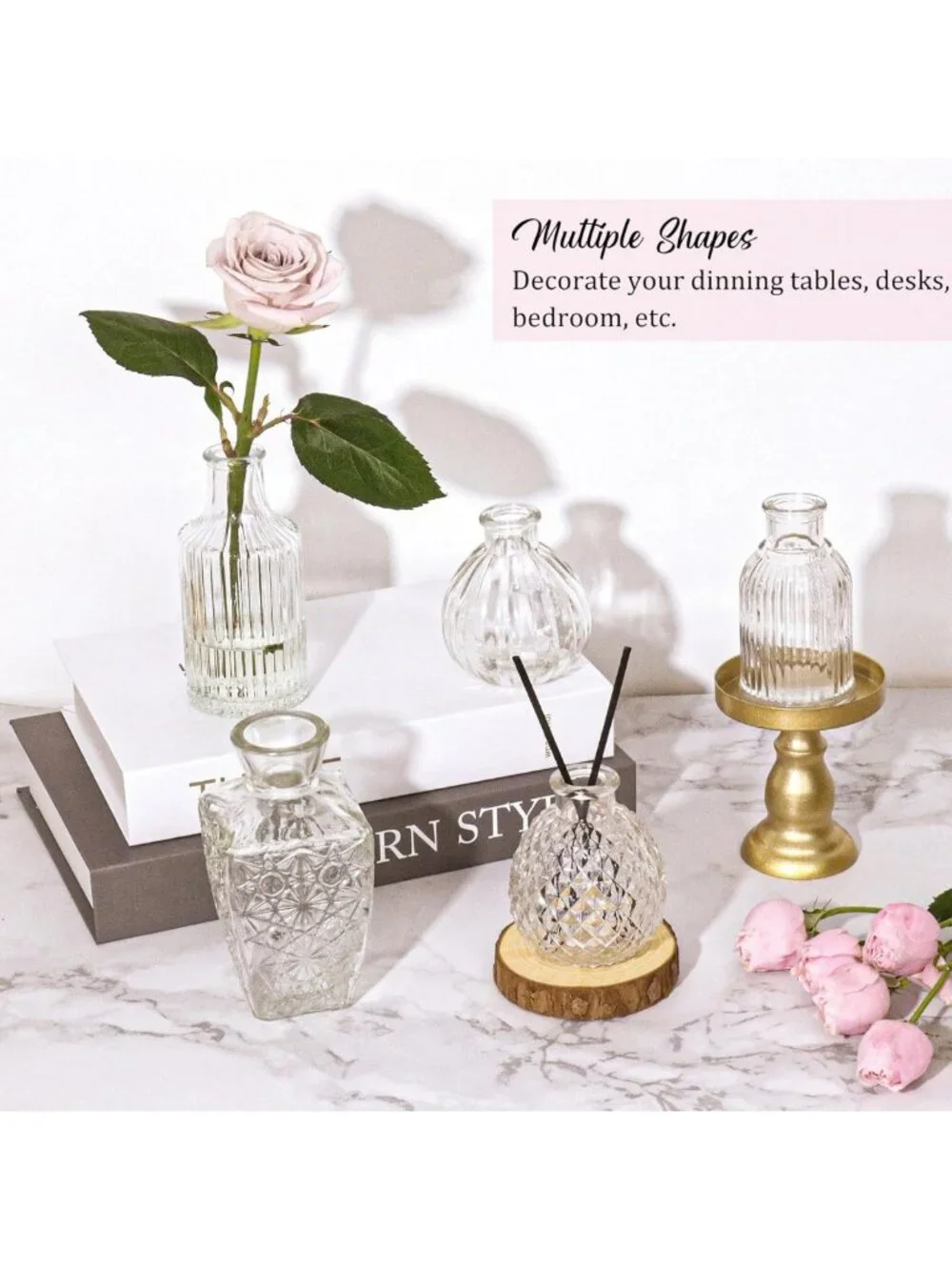 36Pcs Vintage Glass Bud Vases Set - Cute Clear Bottles for Rustic Decor